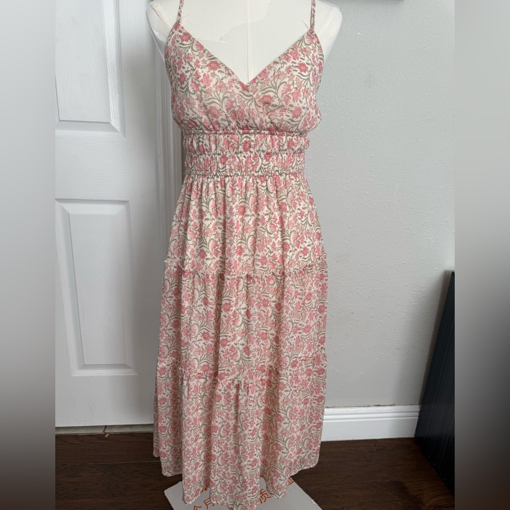 Trixxi Pink and Cream Floral Midi Dress